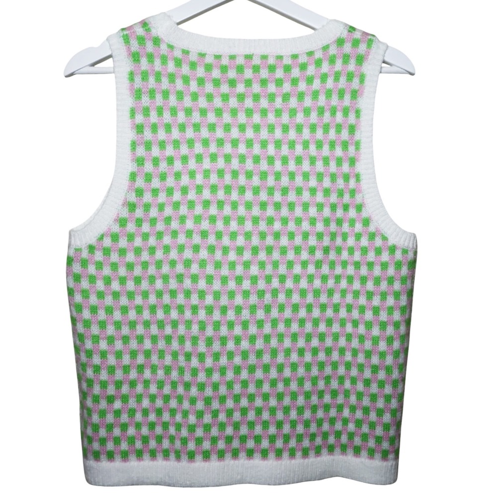 LILLY PULITZER Viera Sweater Set Orb Green Check Jacquard Size Medium - Picture 4 of 14